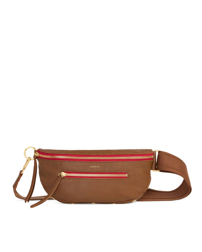 Mahogany Pebble/Brushed Gold Red Zip